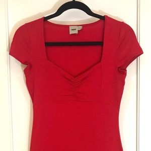 Red Dress with Sweatheart Neckline